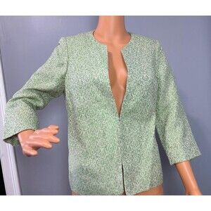 The Limited NWT Green Tweed Blazer Jacket Size S Open Front 3/4 Sleeve Textured.
